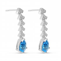 14K White Gold Semi-Precious and Diamond Moveable Earrings