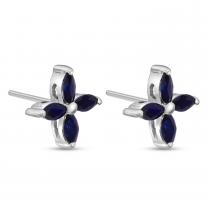 14K White Gold Marquise Sapphire Burst Earrings