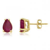 14K Yellow Gold Pear Ruby Earrings