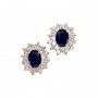 14K Yellow Gold Oval Sapphire and Diamond Earrings