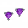 14K White Gold Trillion Amethyst and Diamond Semi Precious Earrings