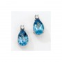 14K White Gold Pear Blue Topaz and Diamond Earrings