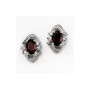 14K White Gold Oval Garnet and Diamond Earrings