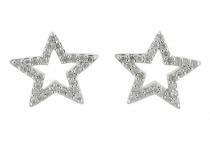 14K White Gold .25 Ct Diamond Star Earrings