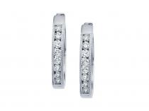 14K White Gold 0.54 Ct Diamond Hoop Earrings