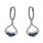 14K White Gold Precious Sapphire and Diamond Dangle Fashion Earrings