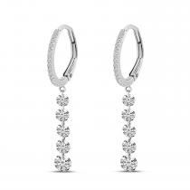 14K White Gold Five Pierced Dangling Dashing Diamonds Huggy Earring