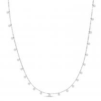 14K White Gold Dashing Diamond 1.20 ct Half Cleopatra 18 in Bead Chain Necklace