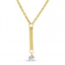 14K Yellow Gold Dangling Bar Pierced Diamond Dashing Diamond Necklace