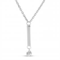 14K White Gold Dangling Bar Pierced Diamond Dashing Diamond Necklace