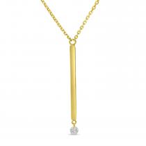 14K Yellow Gold Dangling Bar Pierced Diamond Dashing Diamond Necklace