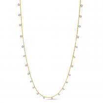 14K Yellow Gold Dashing Diamond 2.40 ct Half Cleopatra 18 in Bead Chain Necklace