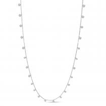 14K White Gold Dashing Diamond 2.40 ct Half Cleopatra 18 in Bead Chain Necklace