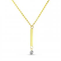 14K Yellow Gold Dangling Bar Pierced Diamond Dashing Diamond Necklace