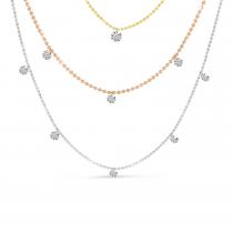 14K Multi Gold Triple Chain Convertible Dashing Diamonds Necklace