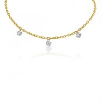 14K Yellow Gold 16 inch Triple Diamond Dashing Diamonds Necklace