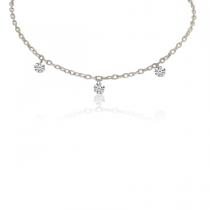 14K White Gold 20 inch .75 ct Triple Diamond Dashing Diamonds Necklace