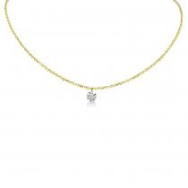 14K Yellow Gold Single Diamond .15 ct Dashing Diamond 18 inch Cable Chain Necklace