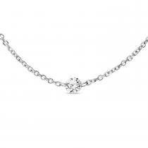 14K White Gold .15 ct Double Pierced Dashing Diamond 18 inch Cable Chain Necklace