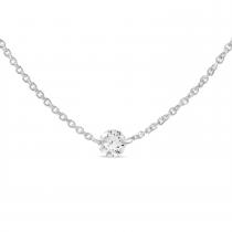 14K White Gold Single Double Pierced Dashing Diamond Cable Chain Necklace