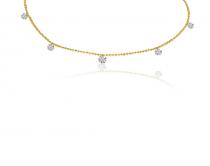 14K Yellow Gold 5 Stone Pierced Diamond Dashing Diamond By the Yard Neckace