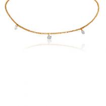 14K Rose Gold Dashing Diamond 3 stone Diamond By the Yard 18 inch Cable Chain Necklace