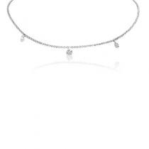 14K White Gold 3 Diamond .30 ct Dashing Diamond 18 inch Cable Chain Necklace