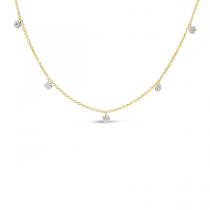 14K Yellow Gold 5 Diamond .50 ct Dashing Diamond 18 inch Cable Chain Necklace