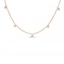 14K Rose Gold 5 Diamond .50 ct Dashing Diamond 18 inch Cable Chain Necklace