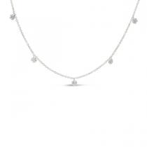 14K White Gold 5 Diamond .50 ct Dashing Diamond 18 inch Cable Chain Necklace