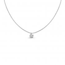 14K White Gold Dashing Diamond Single Diamond Adjustable 22 inch Cable Necklace