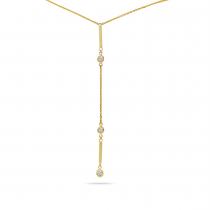 14K Yellow Gold Bar Diamond Bezel Lariat Necklace