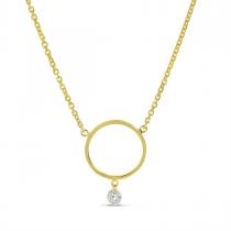 14K Yellow Gold Dashing Diamond Circle Necklace