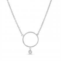 14K White Gold Dashing Diamond Circle Necklace