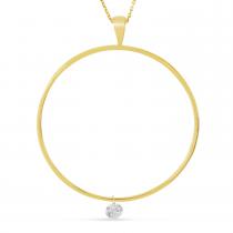 14K Yellow Gold .15 ct Swinging Dashing Diamond Cirle Pendant