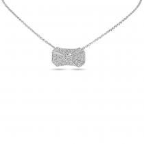 14K White Gold Art Deco Diamond 18^ Necklace