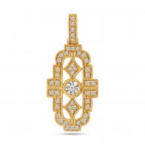 14K Rose Gold Art Deco Diamond Pendant