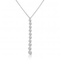 14K White Gold Graduated Dashing Diamond Drop Cable Chain Necklace