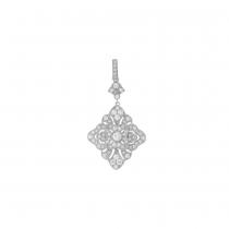 14K White Gold Art Deco Diamond Pendant