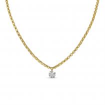 14K Yellow Gold .15 Single Dashing Diamond 16 inch Rolo Chain Necklace