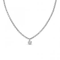 14K White Gold Single .15 ct Pierced Diamond Dashing Diamond Necklace