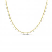 14K Yellow Gold Dashing Diamond 24-Stone Rolo Necklace