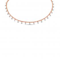 14K Rose Gold Dashing Diamond 24-Stone 1.20 ct 18 inch Rolo Necklace