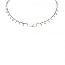 14K White Gold Dashing Diamond 24-Stone Rolo Necklace