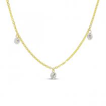 14K Yellow Gold 3 Diamond .45 ct Dashing Diamond 18 inch Cable Necklace