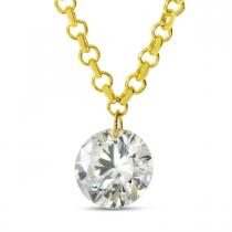 14K Yellow Gold Dashing Diamond Single Pierced Cable Necklace