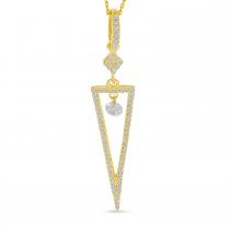 14K Yellow Gold Dashing Diamond Triangle Dangle Pendant