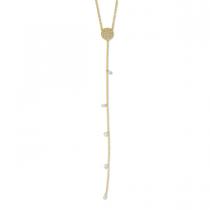 14K Yellow Gold Dashing Diamond Disc Y Necklace