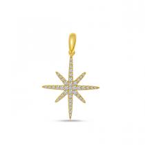 14K Yellow Gold Diamond Starburst Pendant