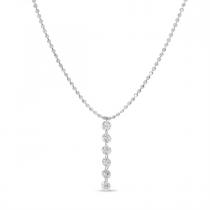 14K White Gold Dashing Diamond 6 Pierced Diamonds Bead Chain Necklace